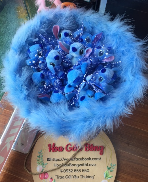 Quà tặng Hoa gấu Bông stick xanh