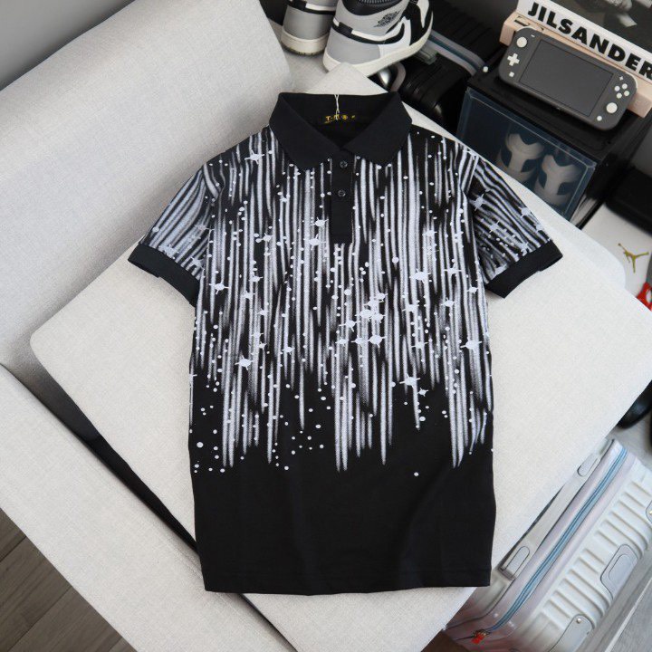 ÁO THUN NAM CÓ CỔ PHỐI HỌA TIẾT SỌC ÁNH SAO ĐẸP CÁ TÍNH TRẺ TRUNG NĂNG ĐỘNG THỜI TRANG