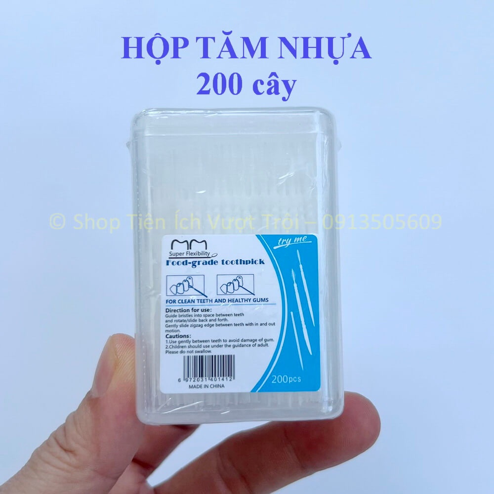 Tăm nhựa nguyên sinh, dễ dàng lấy thức ăn giắt, mắc khe răng, hộp đựng kín, không bị ẩm mốc-Tiện Ích Vượt Trội