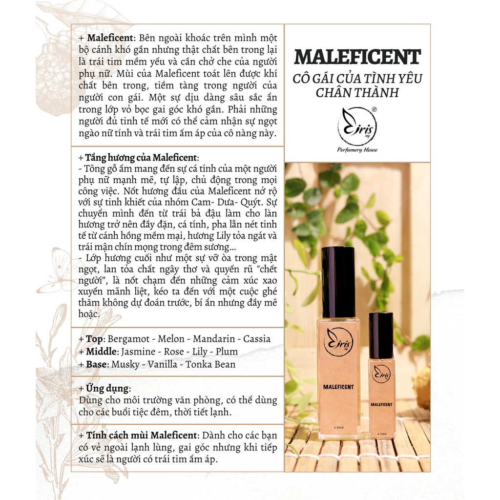 Nước hoa handmade thơm lâu mùi gỗ ấm | IRIS PERFUME | MALEFICENT - BST Basic Line | BigBuy360 - bigbuy360.vn
