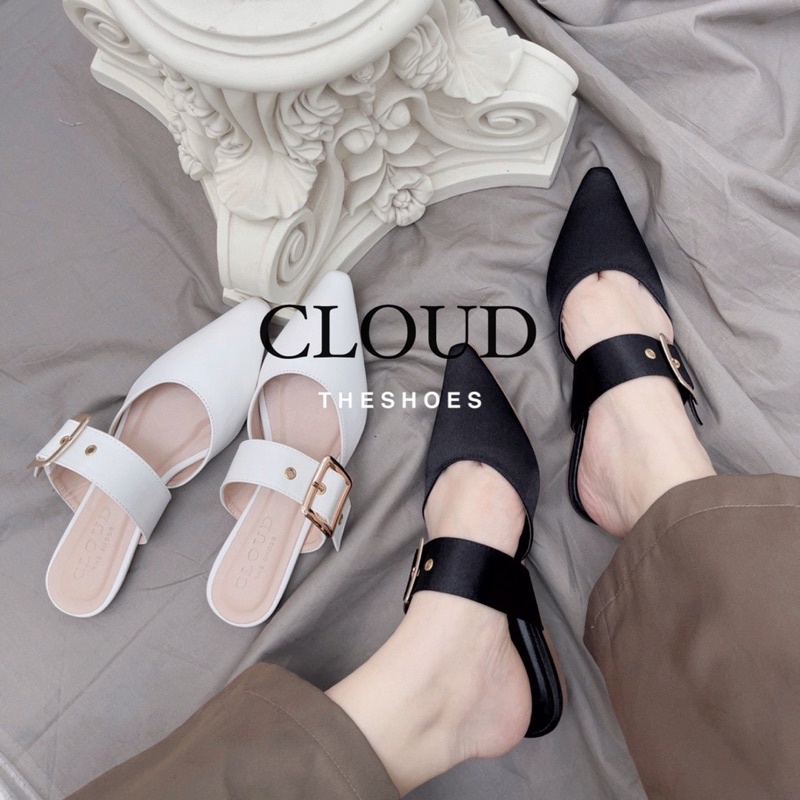Giày bệt nữ mũi nhọn phối dây khóa  – Cloud The Shoes