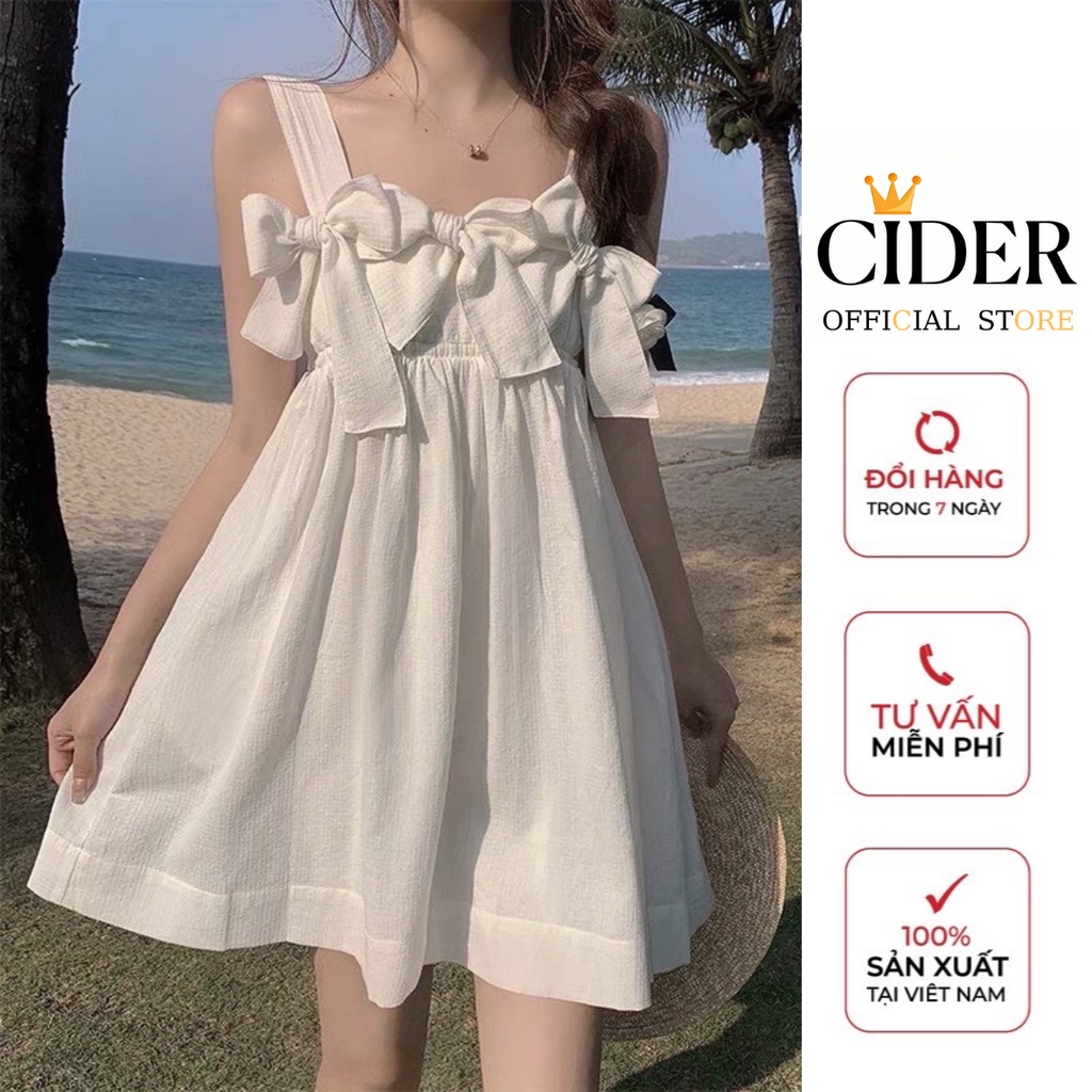 VÁY BABYDOLL, ĐẦM CÔNG CHÚA 2 DÂY BẢN TO THẮT NƠ ĐEN TRẮNG XINH XẮN