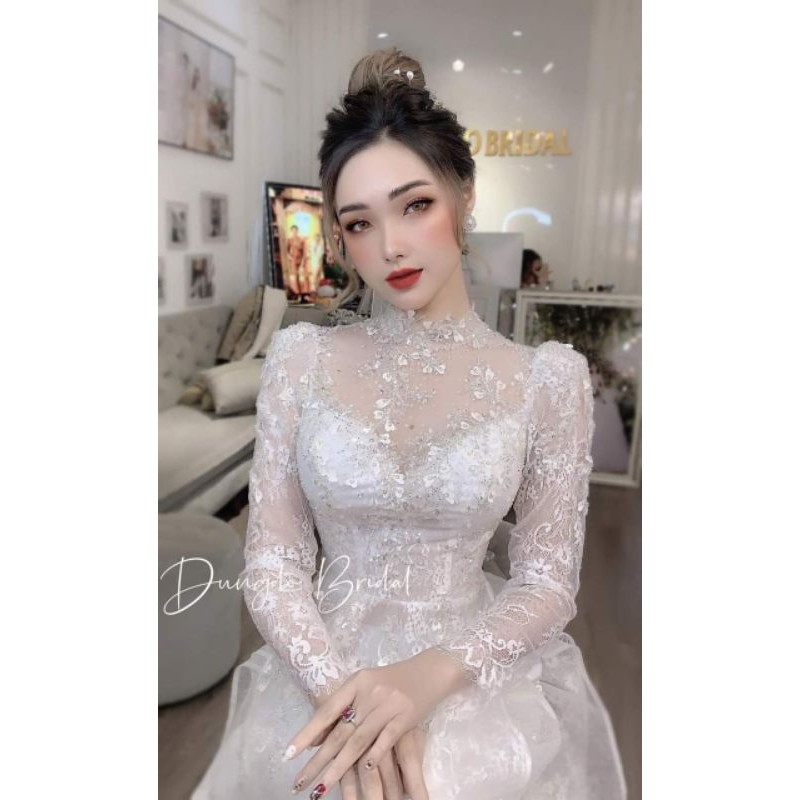 Bộ áo dài dâu cao cấp