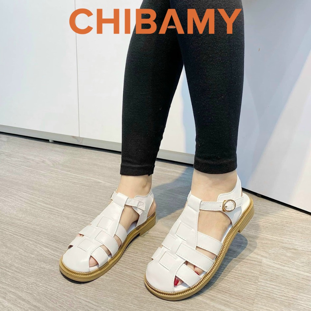 Giày Sandal Rọ nữ đan 3 NAN ngang CHIBAMY phong cách Nhật cao 3cm
