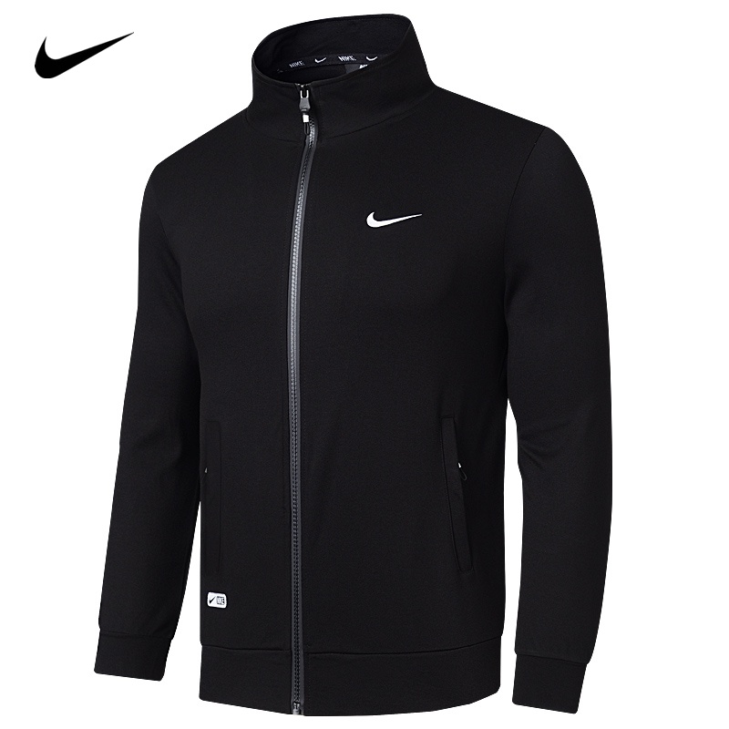 Áo Khoác Bomber Màu Trơn Thêu Logo NK Chính Hãng Phối Khóa Kéo Thời Trang Cho Nam Và Nữ