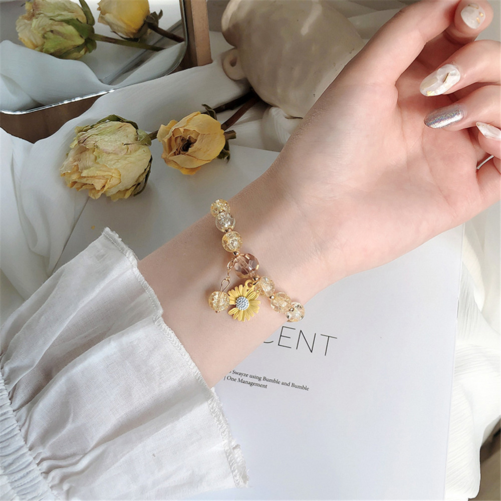 Vòng Tay Đính Hạt Hình Hoa Cúc Xinh Xắn Yêu Cho Nữ
