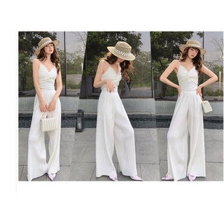 ✨💕Set quần dập li ống rộng kèm áo dây xoắn ngực phong cách nhẹ nhàng💕
