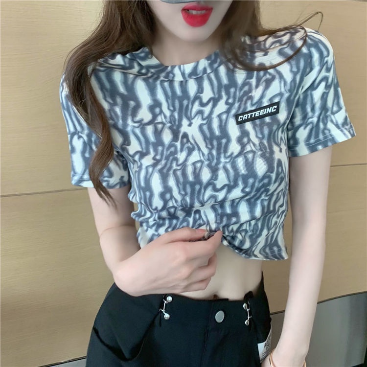 💓💓Áo Croptop Tay Ngắn Nhuộm Màu Phong Cách Hàn Quốc Cho Nữ