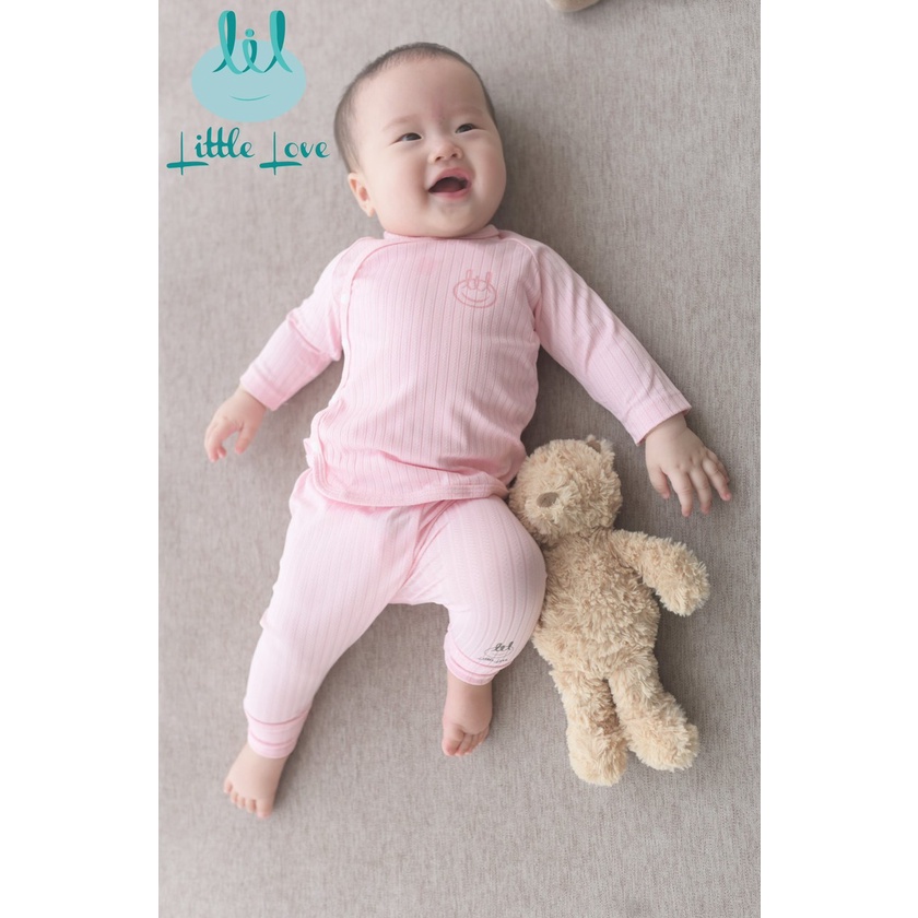 Bộ sơ sinh cài lệch, cài chéo, body mẫu tăm lụa Lil Little Love mềm mịn cho bé