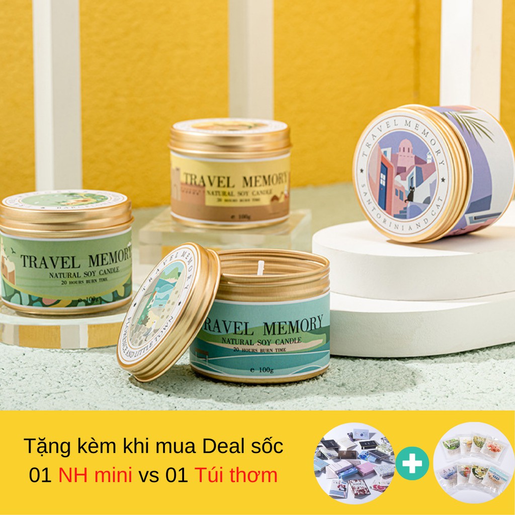 Set Nến Thơm Phòng Candle Cup Tinh Dầu Thiên Nhiên Không Khói Giá Rẻ Thư Giãn Travel Memory NEN15