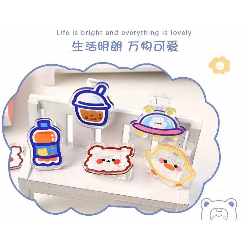 Kẹp Giấy Ghi Chú Bằng Acrylic Họa Tiết Hoạt Hình Dễ Thương Xinh Xắn