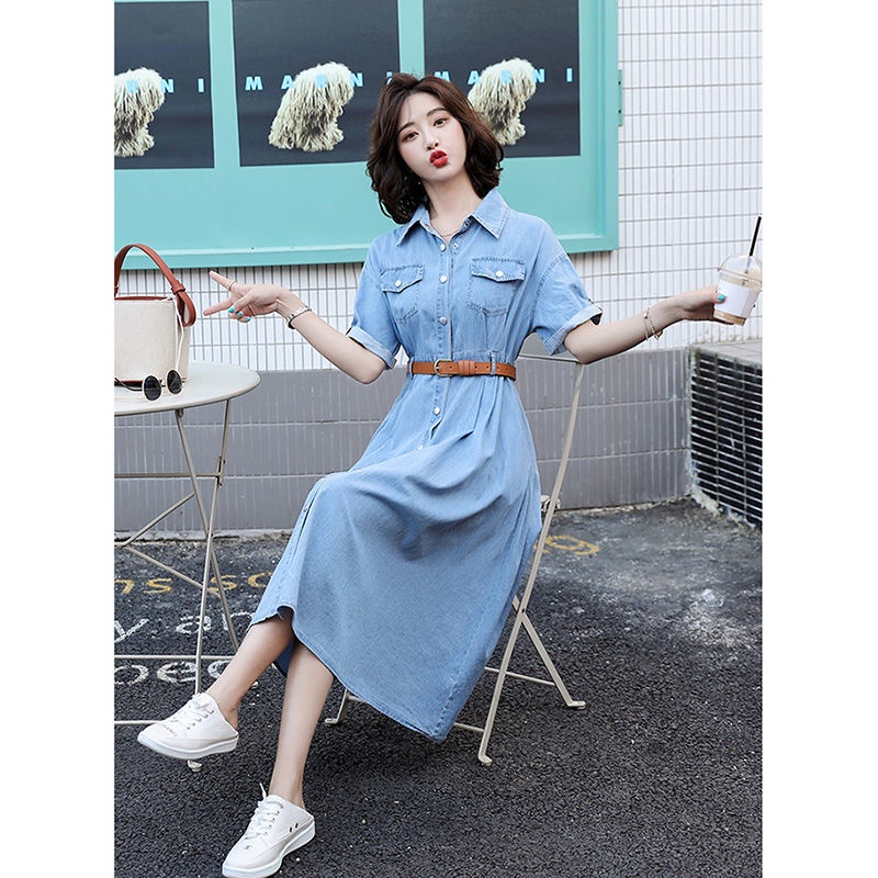 Đầm Denim Dáng Chữ a Ôm Eo Phong Cách Hàn Quốc Cổ Điển Thời Trang Mùa Hè Hàng Mới