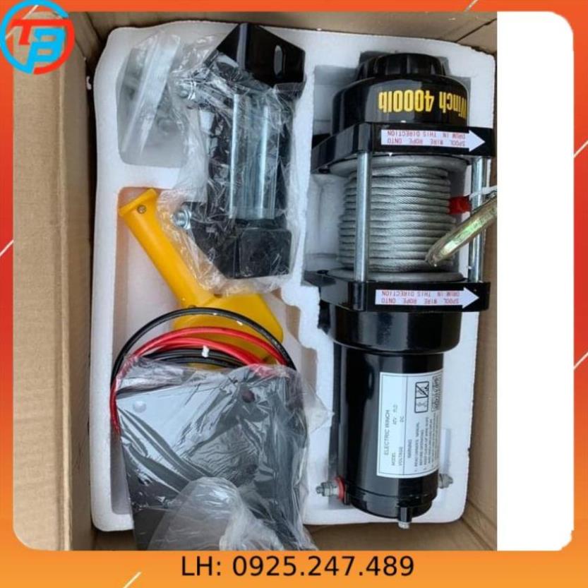 Tời điện 12V /24V ắc quy 4000lbs &amp;4500lb CÁP THÉP Thái Bình Vina