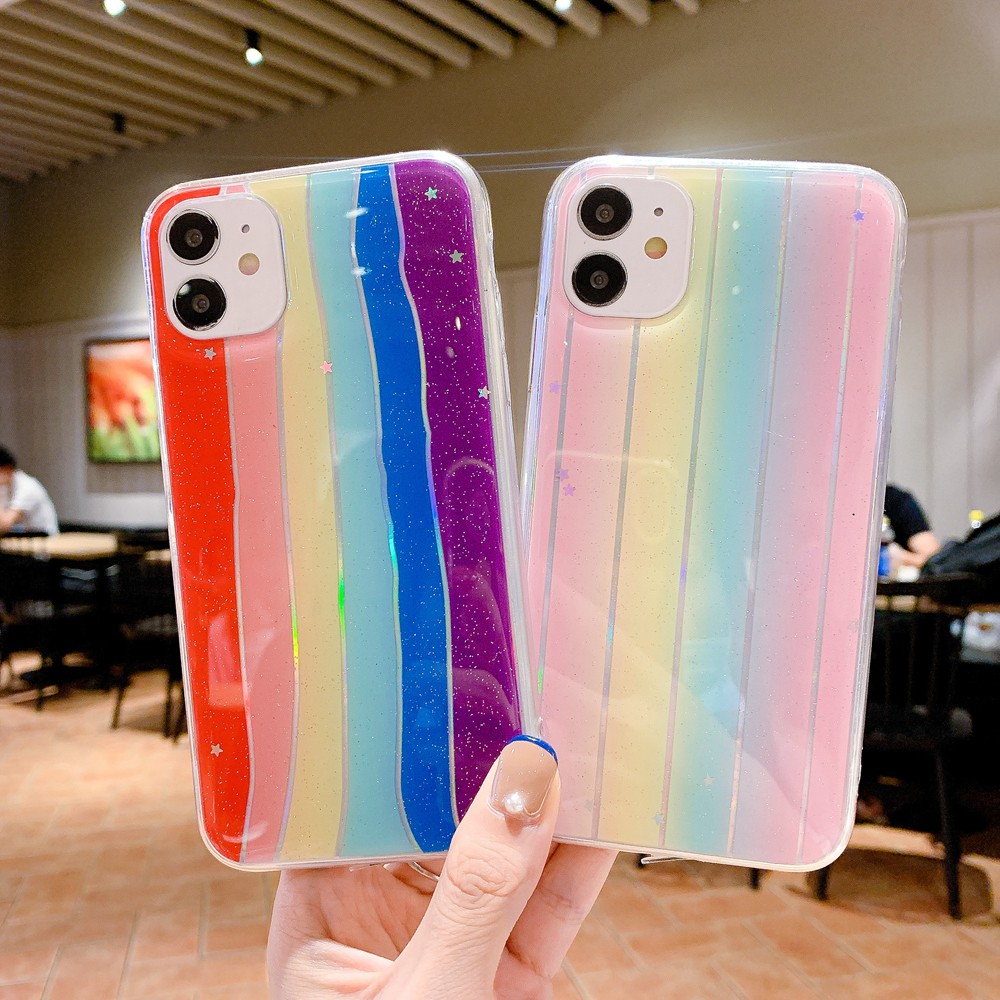 Bracket Case iphone 12 11 pro Max 12 mini Bling Ốp lưng cứng PC họa tiết da cá sấu 3D dành cho iphone X XS Max XR iphone 7 8 Plus 6 6s plus Rainbow glitter desk holder stand