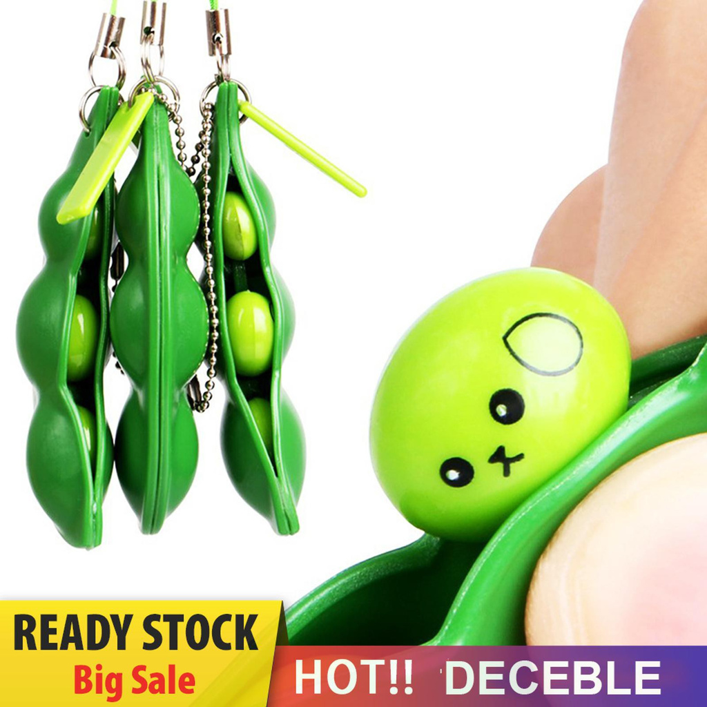 Pop It Fidget Đồ chơi Fidget Bean Đồ chơi, Stress Relieving Funny Facial Expression Soybean Keychain