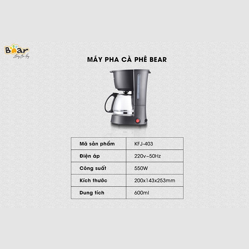 Máy pha coffee cà phê tại nhà Bear KFJ-403 [CMART.COM.VN]