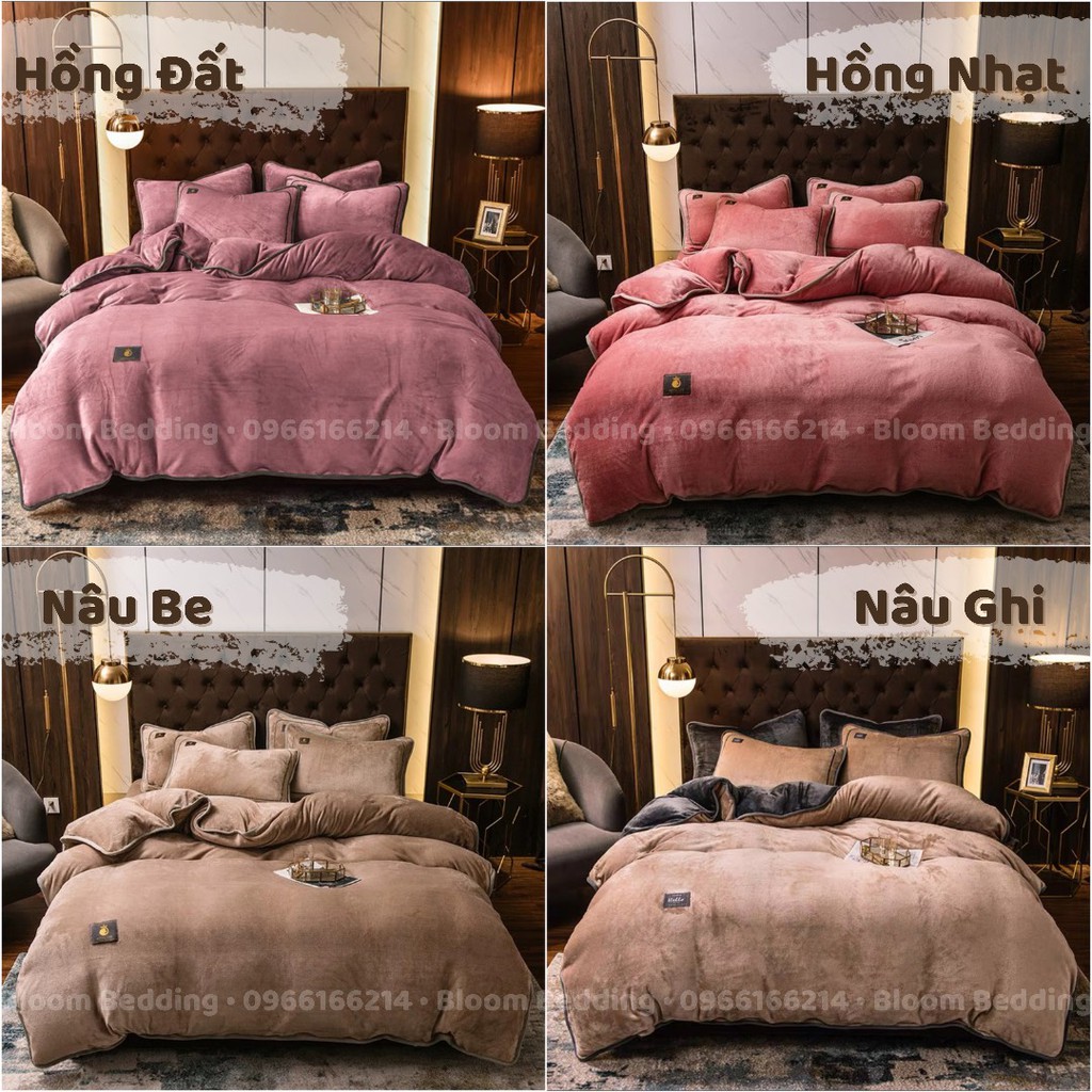 Bộ Chăn Ga Gối Nỉ Nhung 4 Món Sang Trọng Mềm Mịn - Hàng loại 1