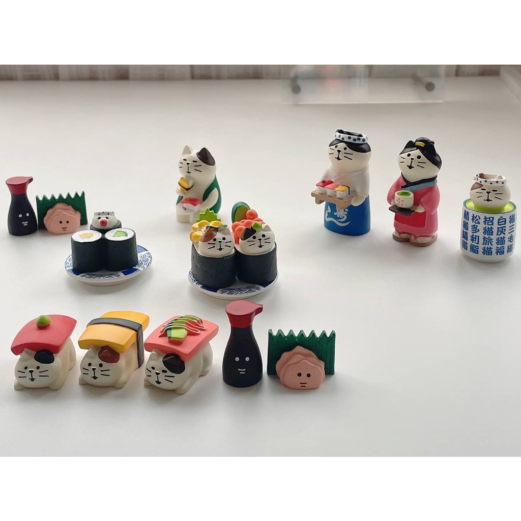 Mô Hình chú mèo Zakka Phong Cách Nhật Bản Serie Tiệm Sushi, Tiệm Trung Hoa China Kitchen