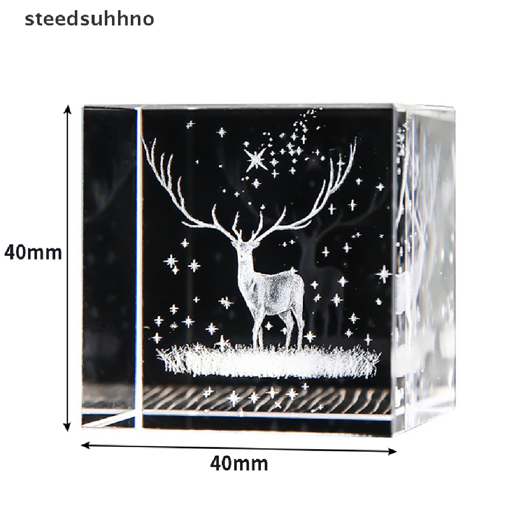 Khối pha lê trong suốt 4cm chạm khắc hình trái tim đám mây trang trí đẹp mắt