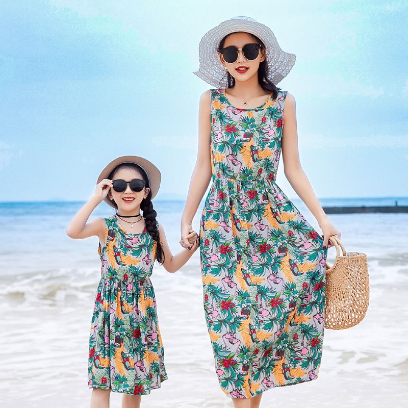 Đầm Dài Không Tay Họa Tiết Hoa Thời Trang Xuân Hè Cho Nữ 110-160cm