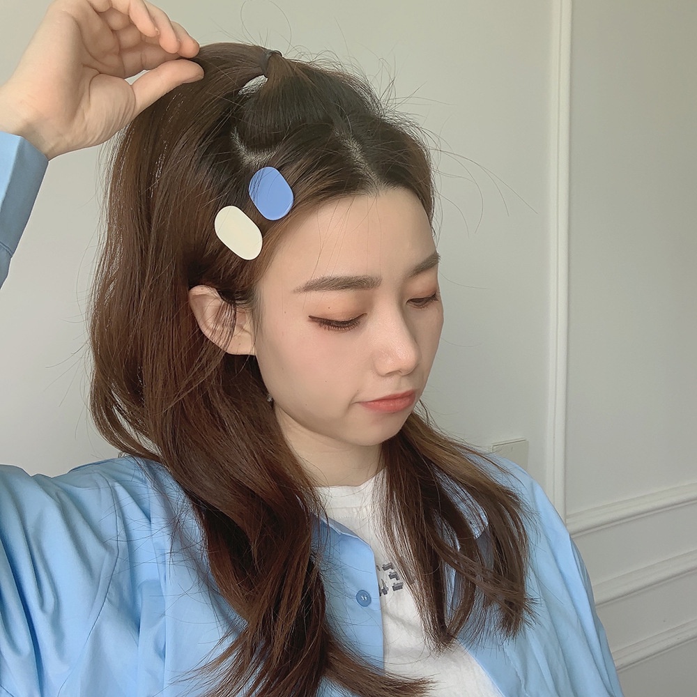 Kẹp Tóc Mái Ngang Màu Kẹo Ngọt Hình Oval Dễ Thương Cho Nữ