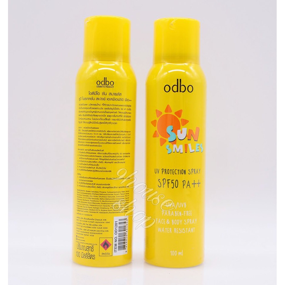 Xịt Chống Nắng Toàn Thân Odbo Sun Smiles SPF 50 PA++ Thái Lan 100ml