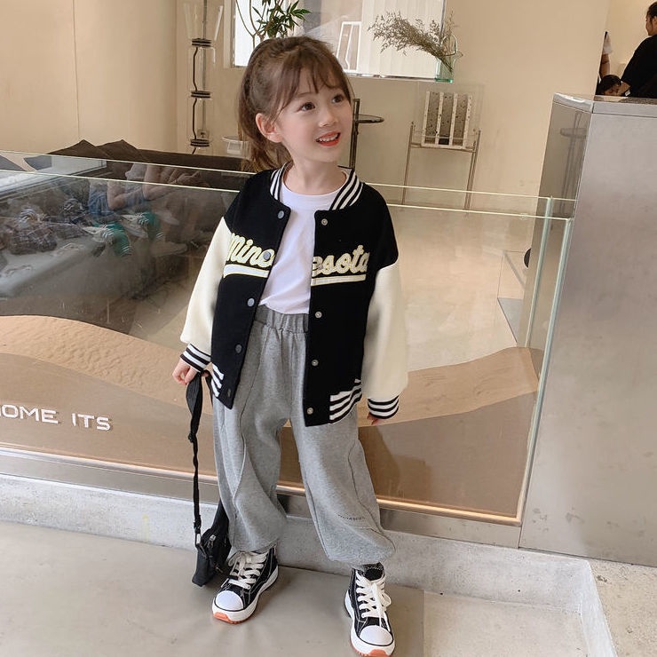 Áo khoác bóng chày thời trang xuân thu xinh xắn cho bé gái