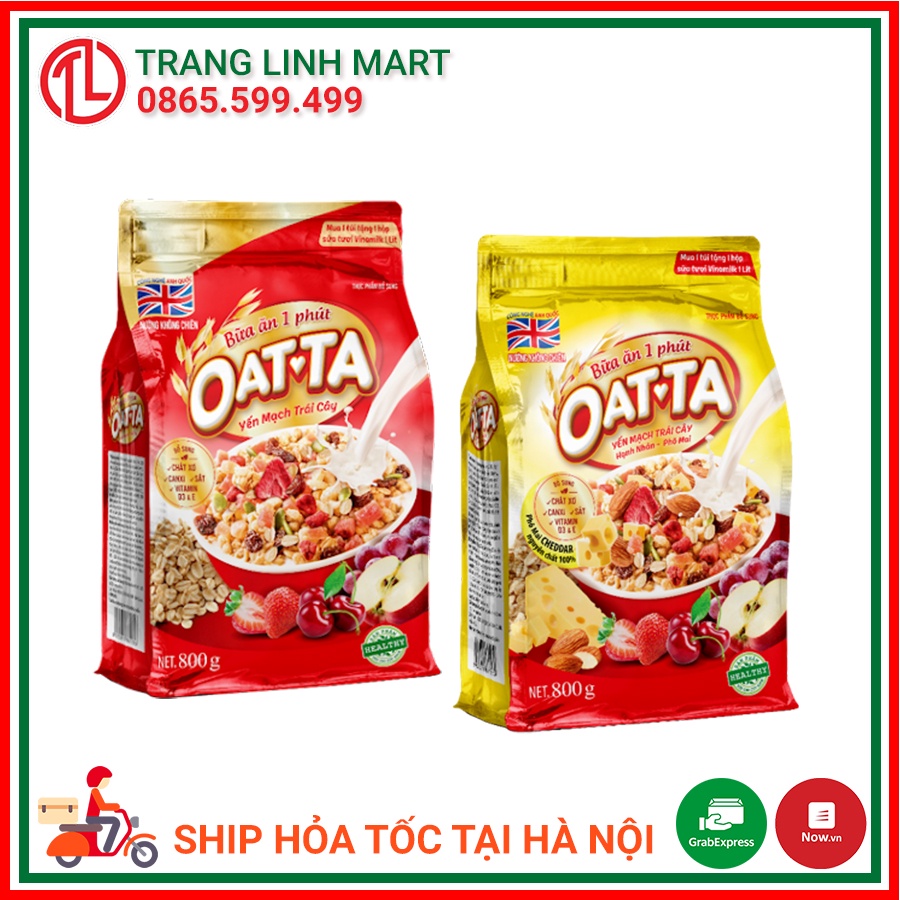 Yến mạch Oatta trái cây túi 800g