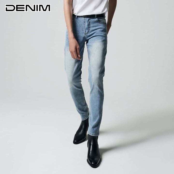 Quần jean nam chất bò màu xanh nhạt co giãn cao cấp ống đứng dáng ôm skinny siêu đẹp DC Denim[5678]