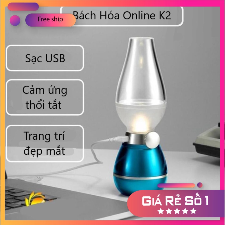 Đèn dầu thờ điện tử cảm ứng LED thổi tắt sạc pin điện không khói trang trí bàn thờ