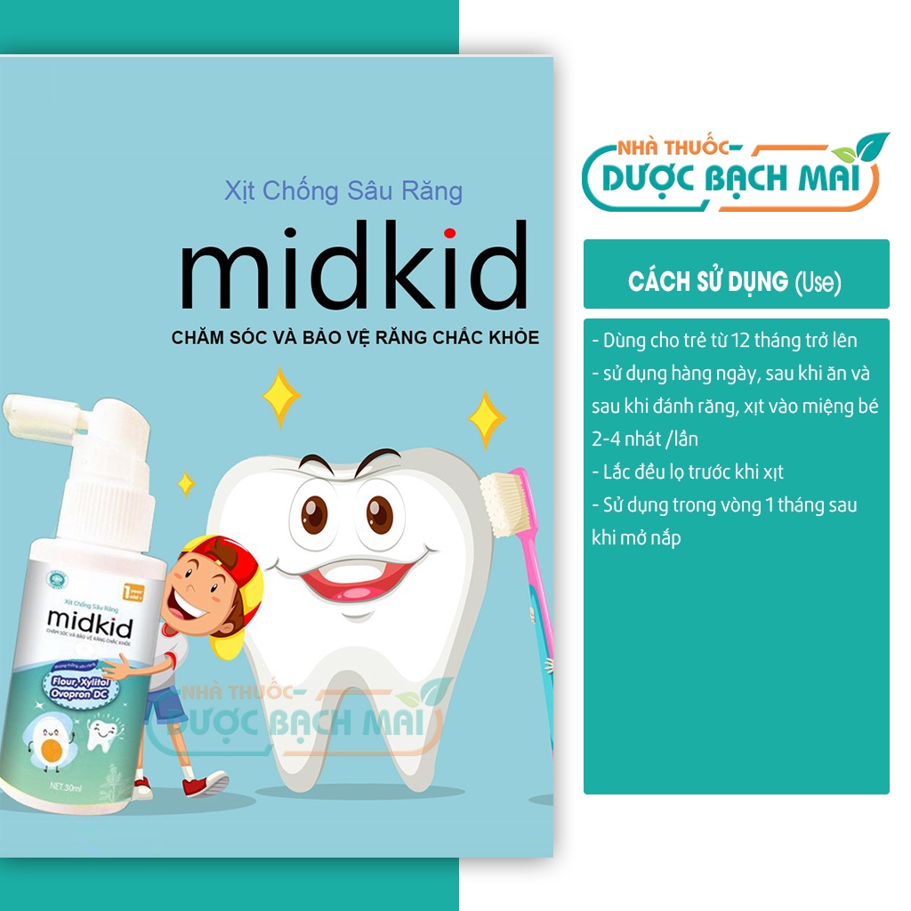 Xịt chống sâu răng midkid, giải pháp phòng ngừa sâu, sún, mủn răng ở trẻ nhỏ - Chai xịt 30ml