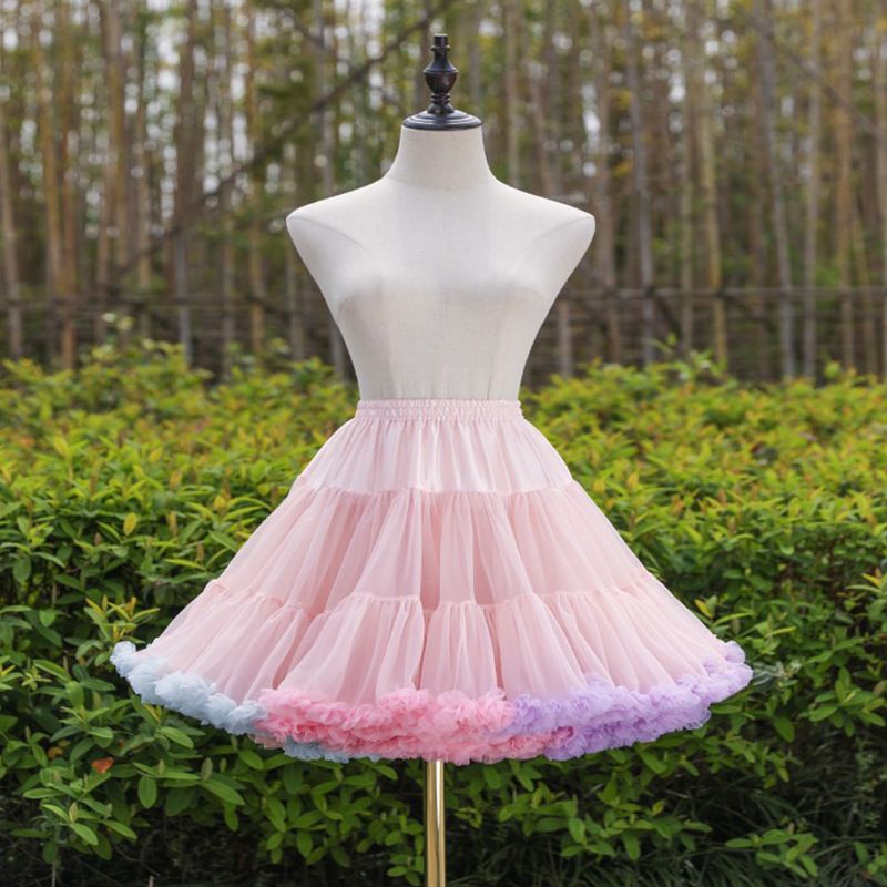 ✿ Chân Váy Xòe Tutu Vải Tuyn Lưng Thun Màu Cầu Vồng Phong Cách Lolita Dành Cho Nữ