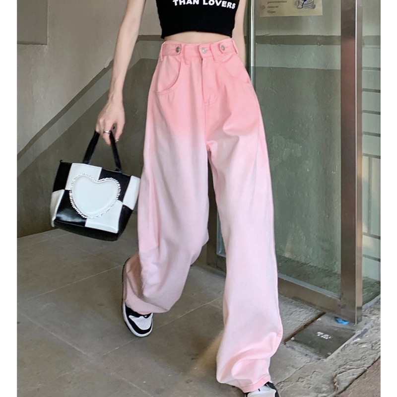 Quần Jean Dài Dáng Rộng Màu Gradient Thời Trang Cá Tính