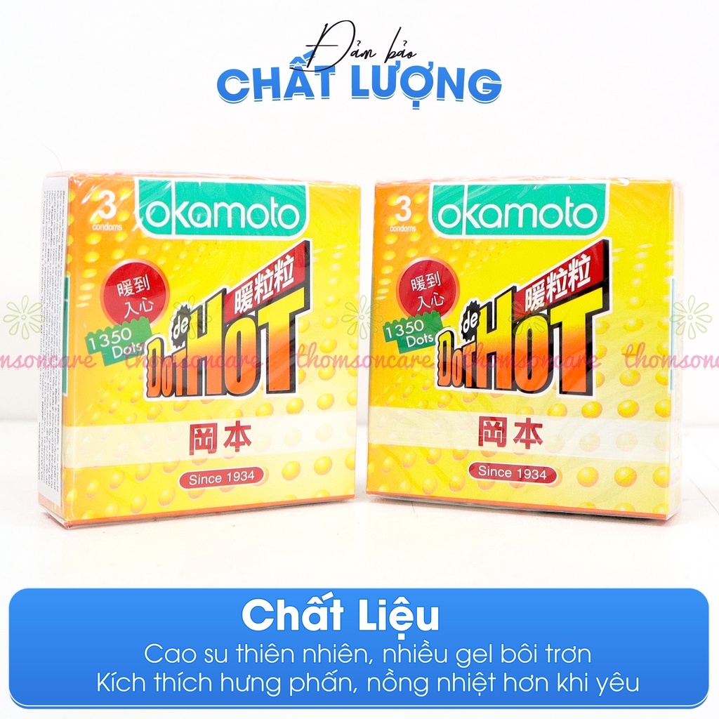 Bao cao su siêu mỏng Okamoto nhiều gel bôi trơn  - Đủ loại hương dâu, cam, vani - bcs 3 chiếc - Che tên khi giao hàng
