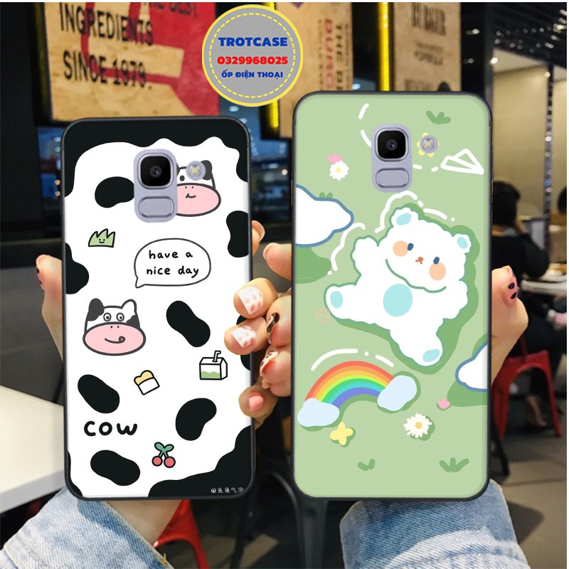 Ốp lưng Samsung A6/A6 Plus/A8/A8 PLus/J6/J6 PLus/J8 - in hình thỏ xanh và bò sữa mặt bự cute