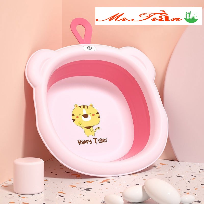 Chậu rửa mặt rửa mông happy tiger cho bé trai bé gái từ 0- 10 tuổi nhỏ gọn xinh xắn
