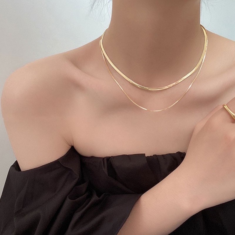 Dây chuyền,vòng cổ choker 2 tầng màu vàng gold  | HER.ACC | C1