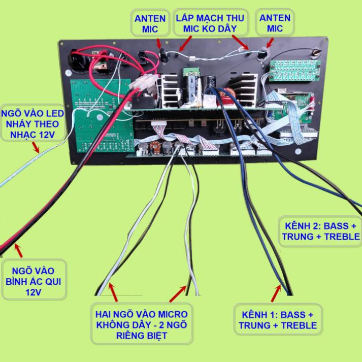 Mạch loa kéo 4 tấc đơn 500W Reverb chống hú DSP Livestream Equalizer 5 Band, 1 kênh công suất thực 500W