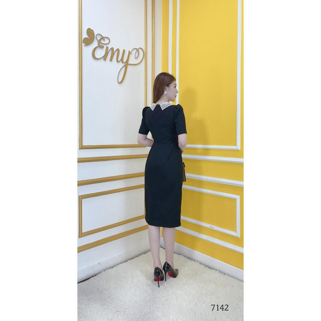 Đầm EMY EM7142 Body Đen Cổ Phối