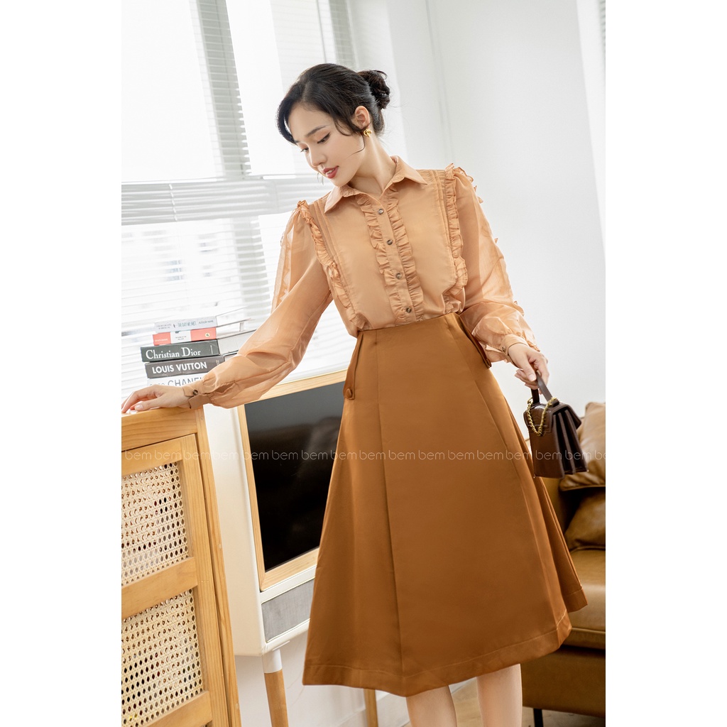 ÁO Sơmi Phối Ren Màu Nâu Sang Trọng BEM STUDIO  👔  𝗕𝗲𝗮𝘂 𝗲𝘁 𝗯𝘂𝗿𝗲𝗮𝘂 | với BEM đẹp là mọi lúc mọi nơi