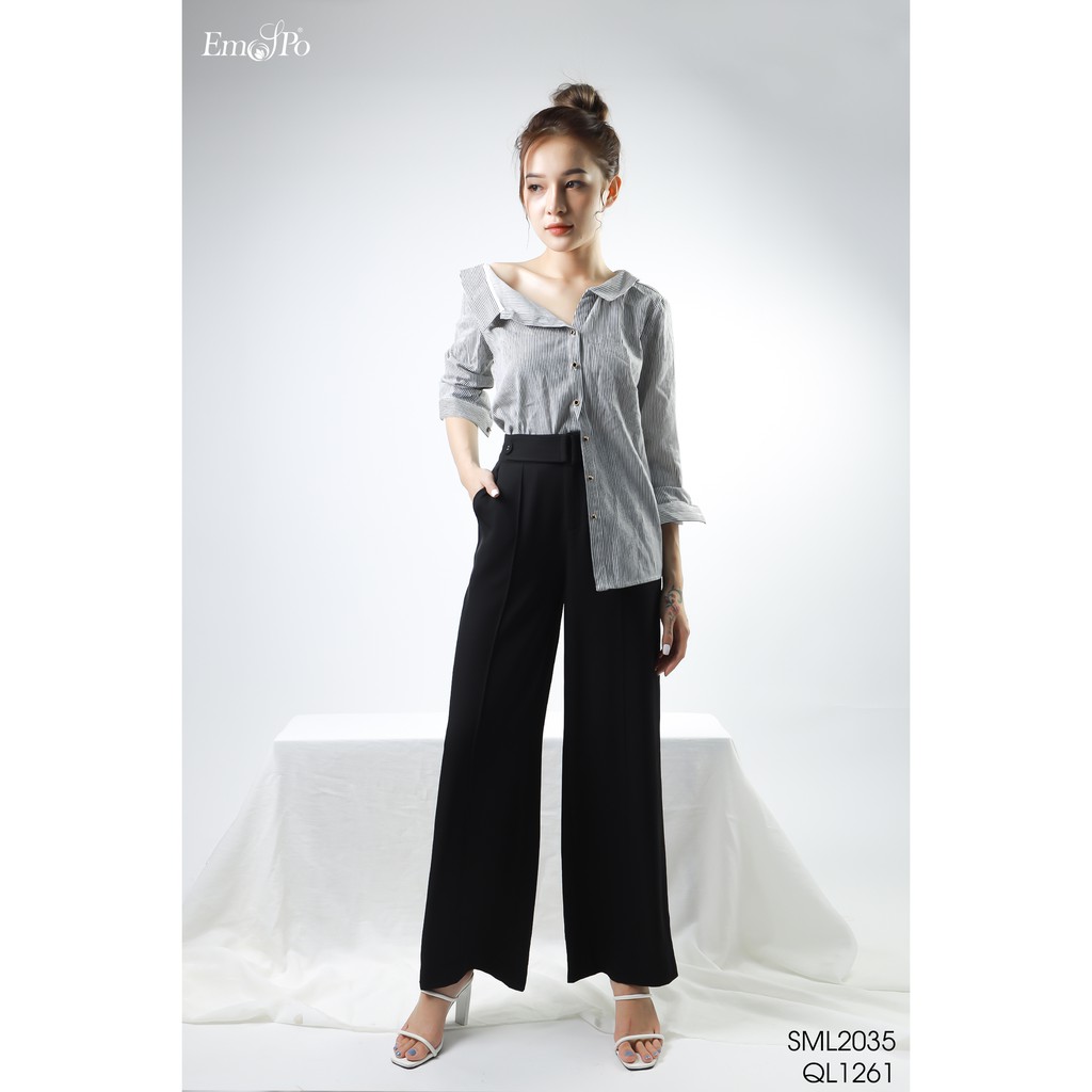 Quần suông Emspo Milestone, đai eo rời, bấu mí dọc ống thân trước QL1261