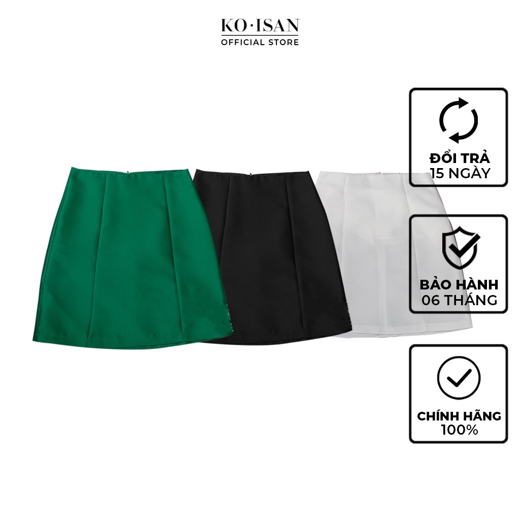 Chân váy ngắn trắng lưng cao ôm dáng chữ A cạp liền chất liệu Tafta tạo form đẹp KOISAN S2251011