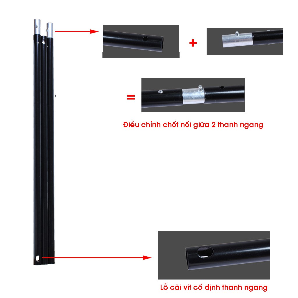 Khung giá treo phông nền di động chữ U KT 2,6*3m chụp ảnh quay video lookbook, ảnh cưới, livestream (tặng kẹp, túi đựng)