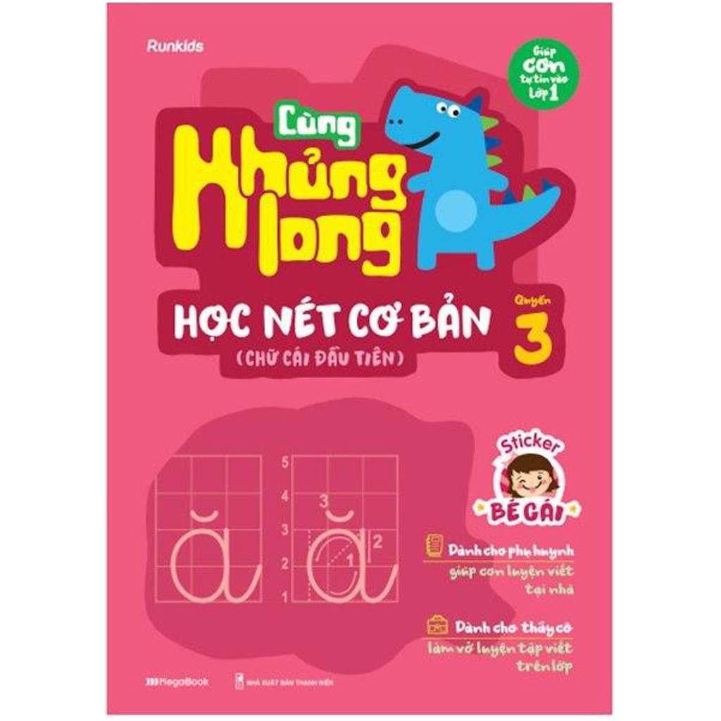 Sách - Cùng Khủng Long Học Nét Cơ Bản (Bé Gái) - Quyển 3