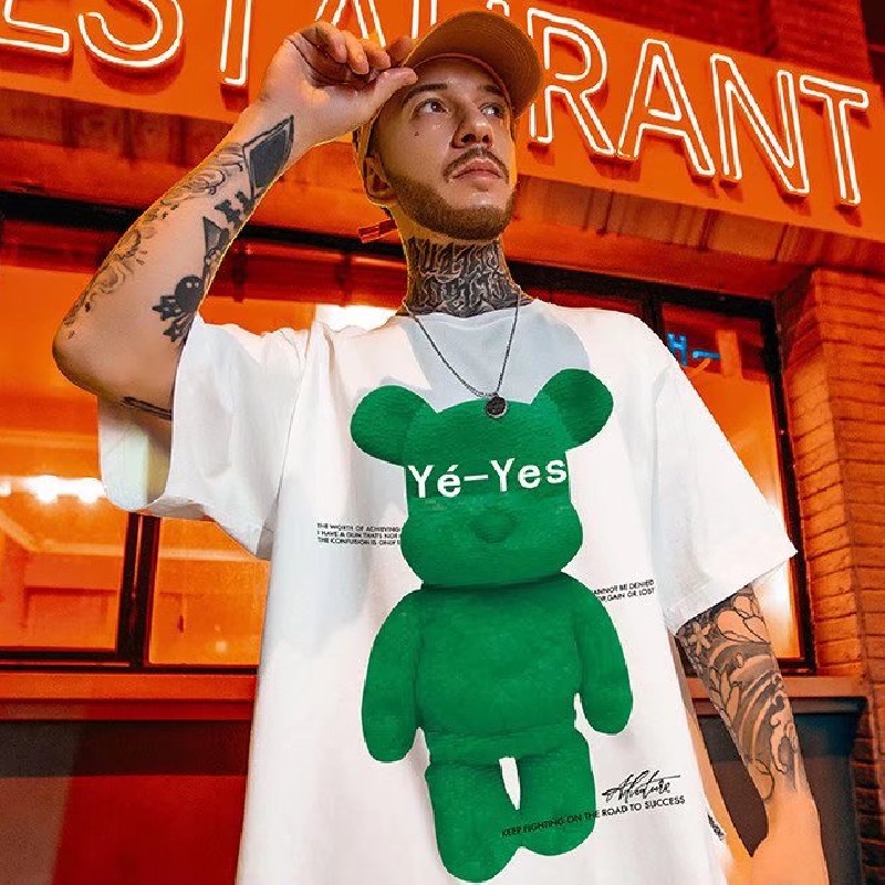 Áo Thun Tay Ngắn Dáng Rộng In Họa Tiết Hoạt Hình Phong Cách Hip Hop Hàn Quốc Thời Trang Cho Nam Size M-8XL