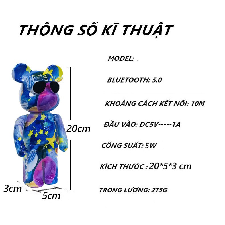 Loa bluetooth không dây mini gấu bearbrick B5 dùng cho máy tính laptop giá rẻ với âm thanh hay bass treble rõ ràng