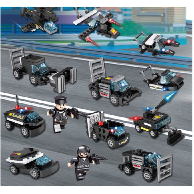 410 CHI TIẾT] ĐỒ CHƠI XẾP HÌNH OTO SWAT, Cảnh Sát, ROBOT