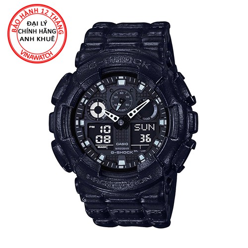 Đồng hồ Nam G-Shock Casio dây nhựa kim-điện tử GA-100BT-1ADR - Chính hãng Casio Anh Khuê