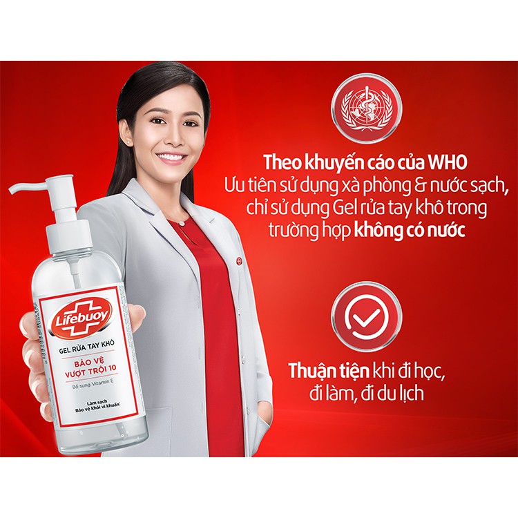 [Xả kho giá sỉ] Gel rửa tay khô Lifebuoy bảo vệ vượt trội 10 (Chai vòi và chai nắp 235ml) | BigBuy360 - bigbuy360.vn