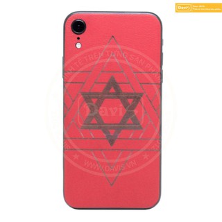 Miếng dán da dán iPhone XR khắc ngôi sao David - Da thật nhập khẩu cao cấp - Davis (Đỏ Mịn)